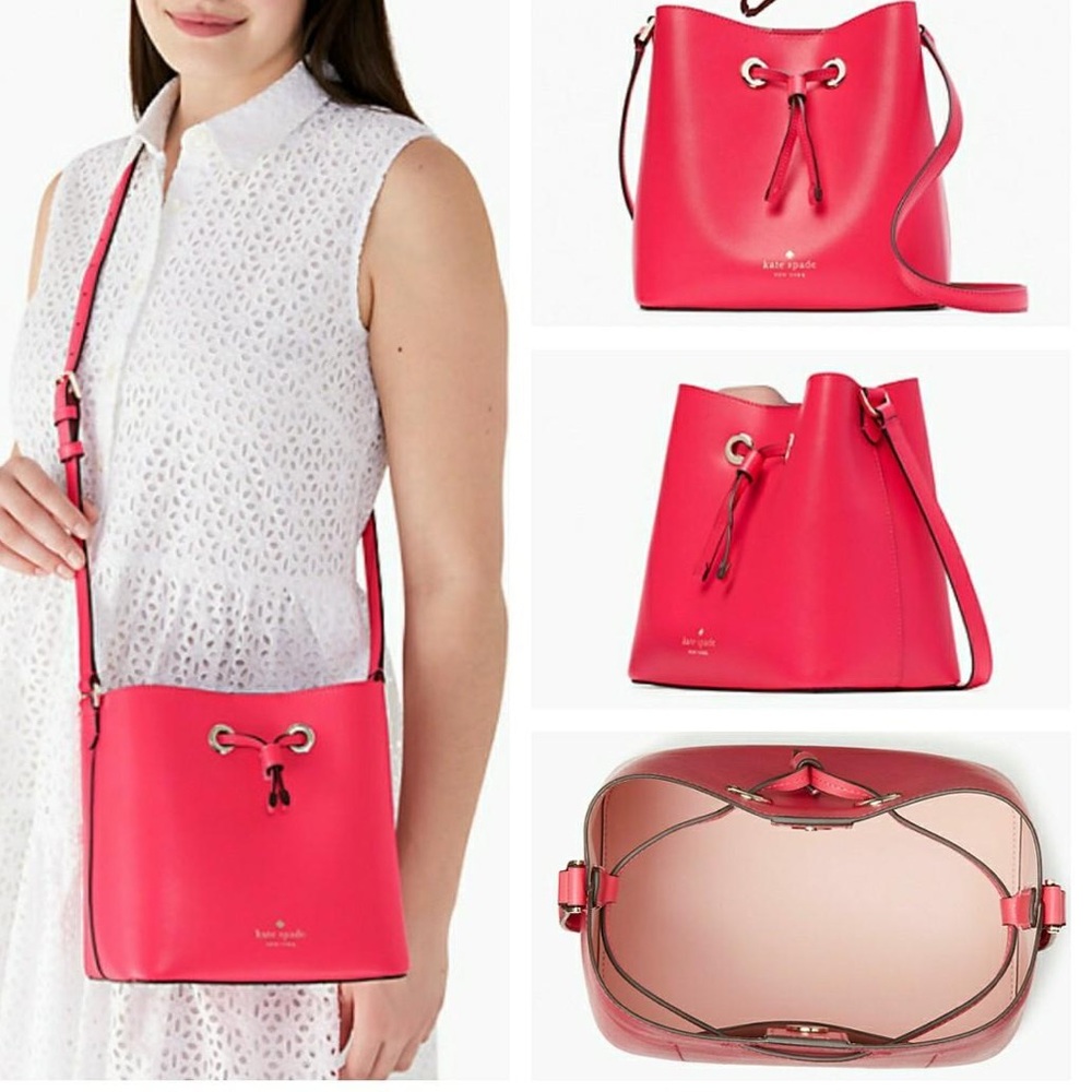 Kate Spade K6178 Bucket Bag – Bikini Pink Saffiano Leather NWT